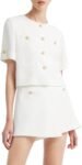 Women's White Acetate Short Sleeve Blazer and Shorts Set
