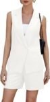 Women's Asymmetrical Vest Notched Collar Blazer Shorts Set