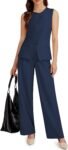 Women's Sleeveless Crewneck Vest Wide Leg Pantsuit Set