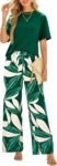 Women's Floral Knit Top Wide Leg Pant Set
